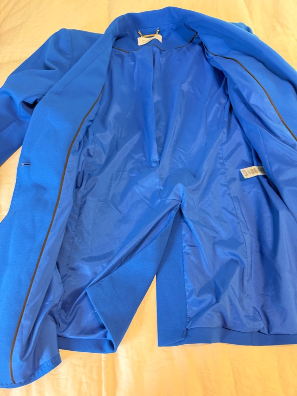 Calvin Klein Blue Blazer Size 14 One Button Career Jacket Chic Work - Picture 7 of 9